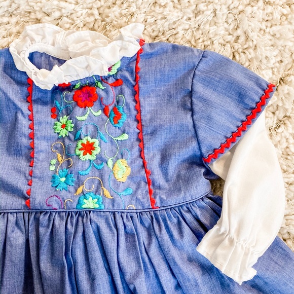 Vintage Embroidered Dress 2T - Picture 3 of 4